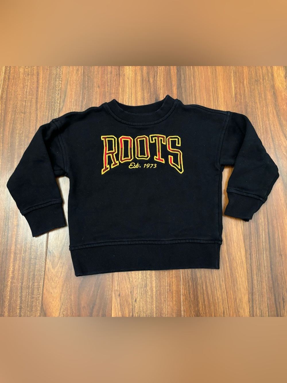 Roots black embroidered crewneck sweatshirt